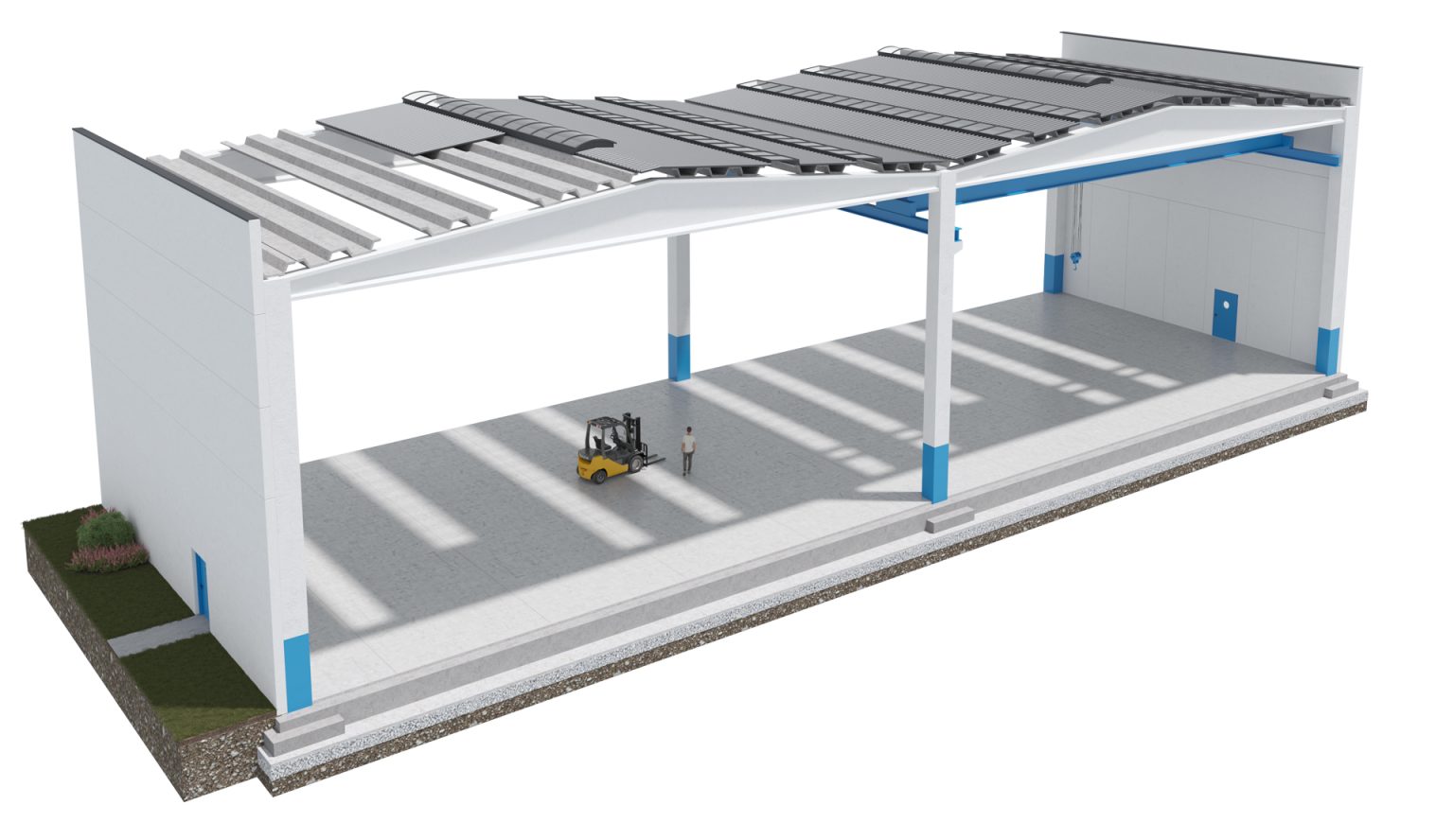 Trave a doppia pendenza con tegolo ad omega rovesciato (Dalla) - Moretti Modular Contractor