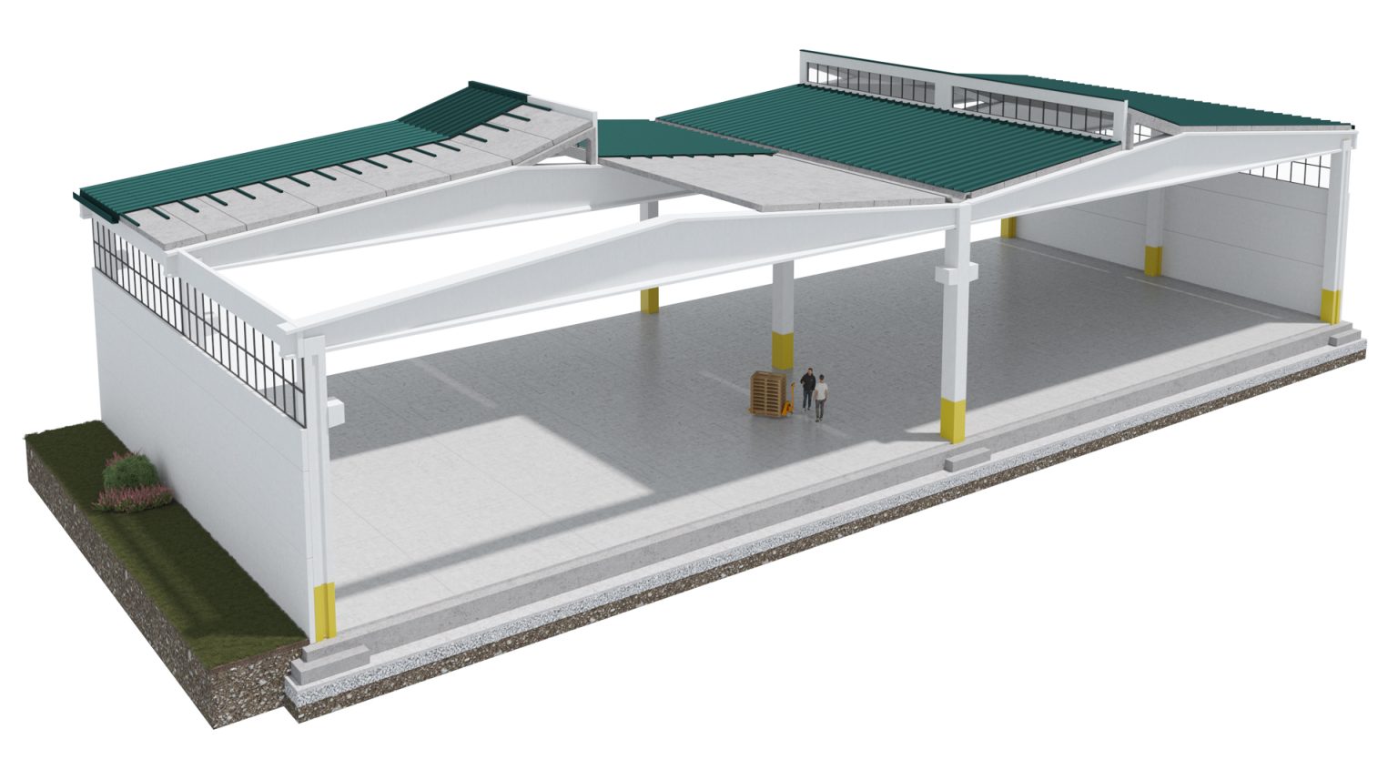 Trave a doppia pendenza con solaio a lastra (Solaio Piano) - Moretti Modular Contractor