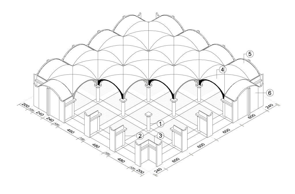 Sistema architettonico a volte con maglia strutturale 6x6 - Moretti Modular Contractor